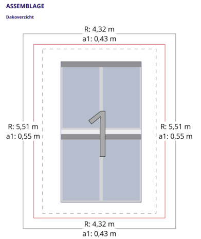 Esdec Flatfix Fusion Portrait montagepakket voor 4 panelen van 1762x1134x30mm, plat dak, opstelling: 2x2 portrait